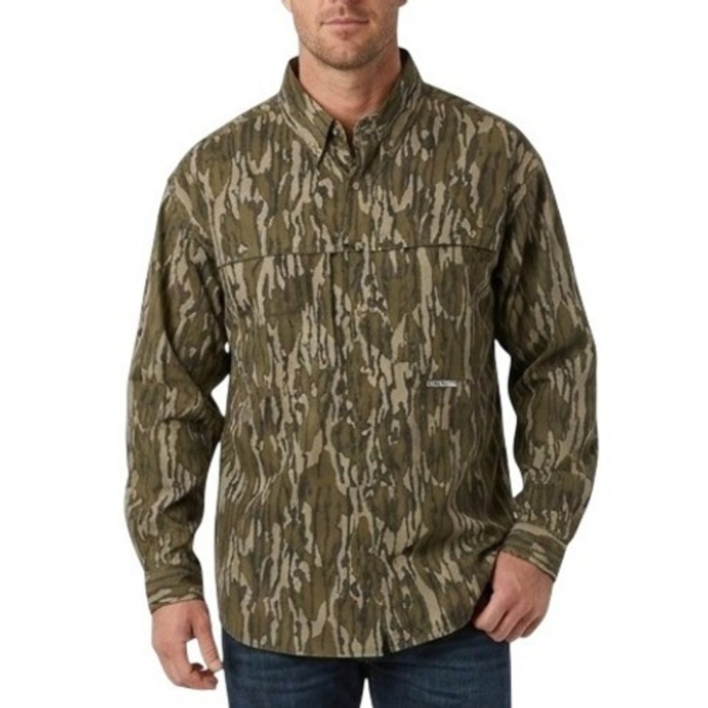 Drake Waterfowl Systems Hunting Shirt Mens Large Camo Mossy Oak Bottomland Hunt